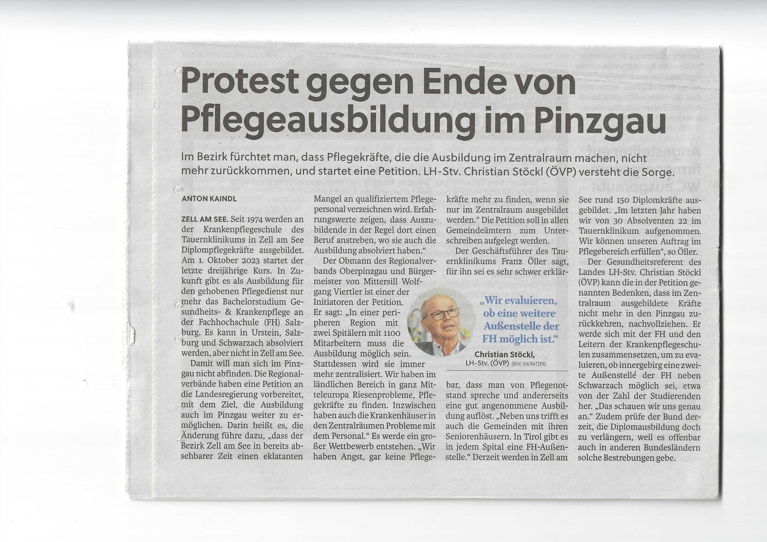 Protest gegen Ende von Pflegeausbildung im Pinzgau_SN 12.01.23